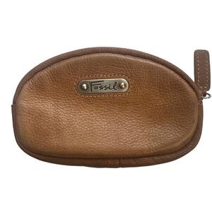 Fossil Tan Leather Coin Change Purse Wallet Pouch